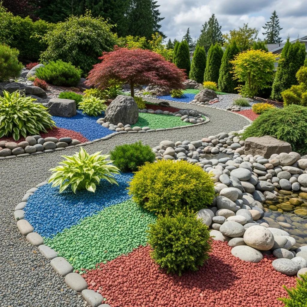 Decorative rocks and stones enhancing a Seattle garden landscape